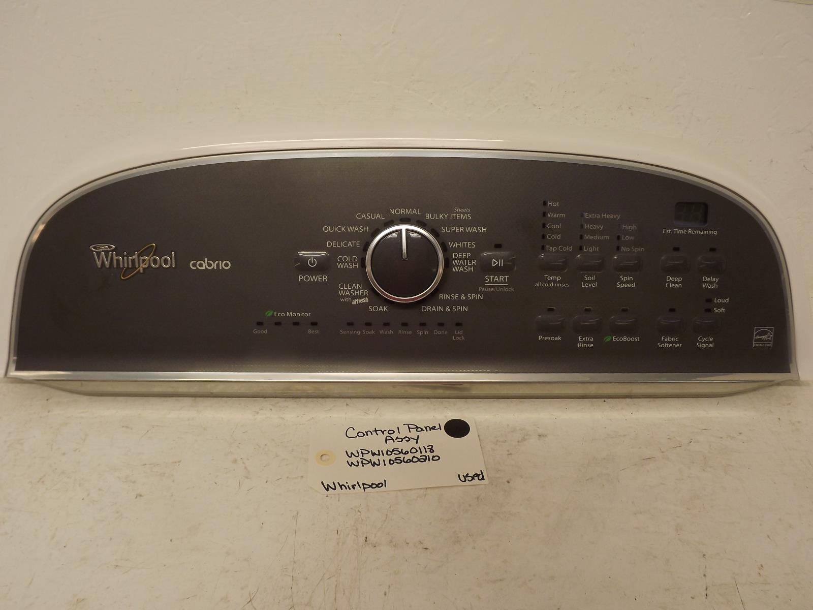 Whirlpool Washer WPW10560118 WPW10560210 Control Panel Assy Used Whirlpool Washer WPW10560118 WPW10560210 Control Panel Assy Used